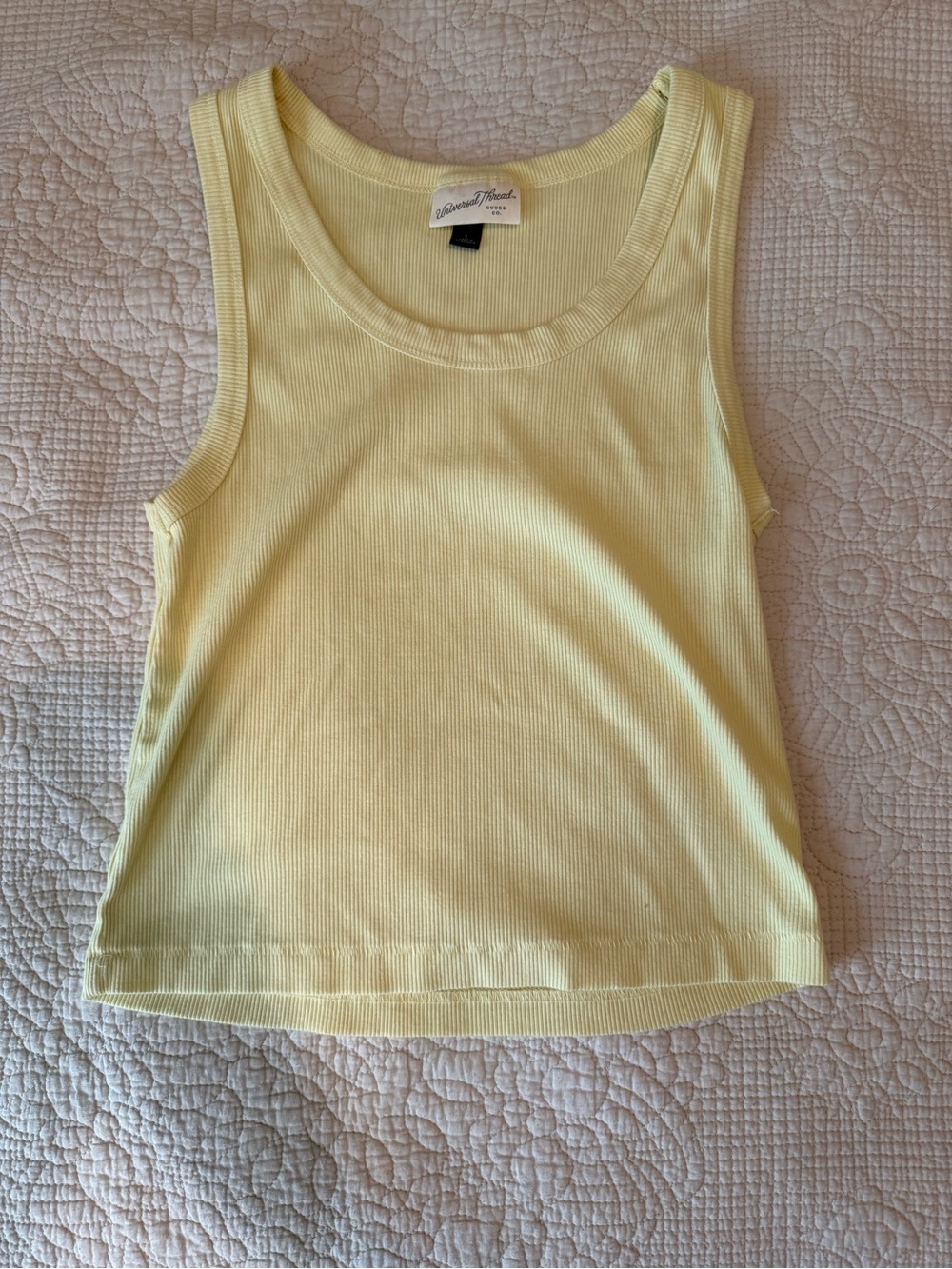 Universal Thread Pale Yellow Ribbed Tank Top